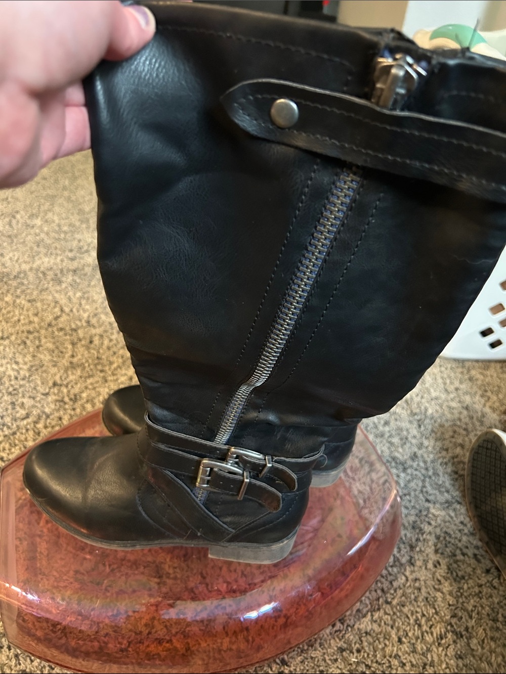 Madden Girl Black Tall Zip & Buckle Riding Boots